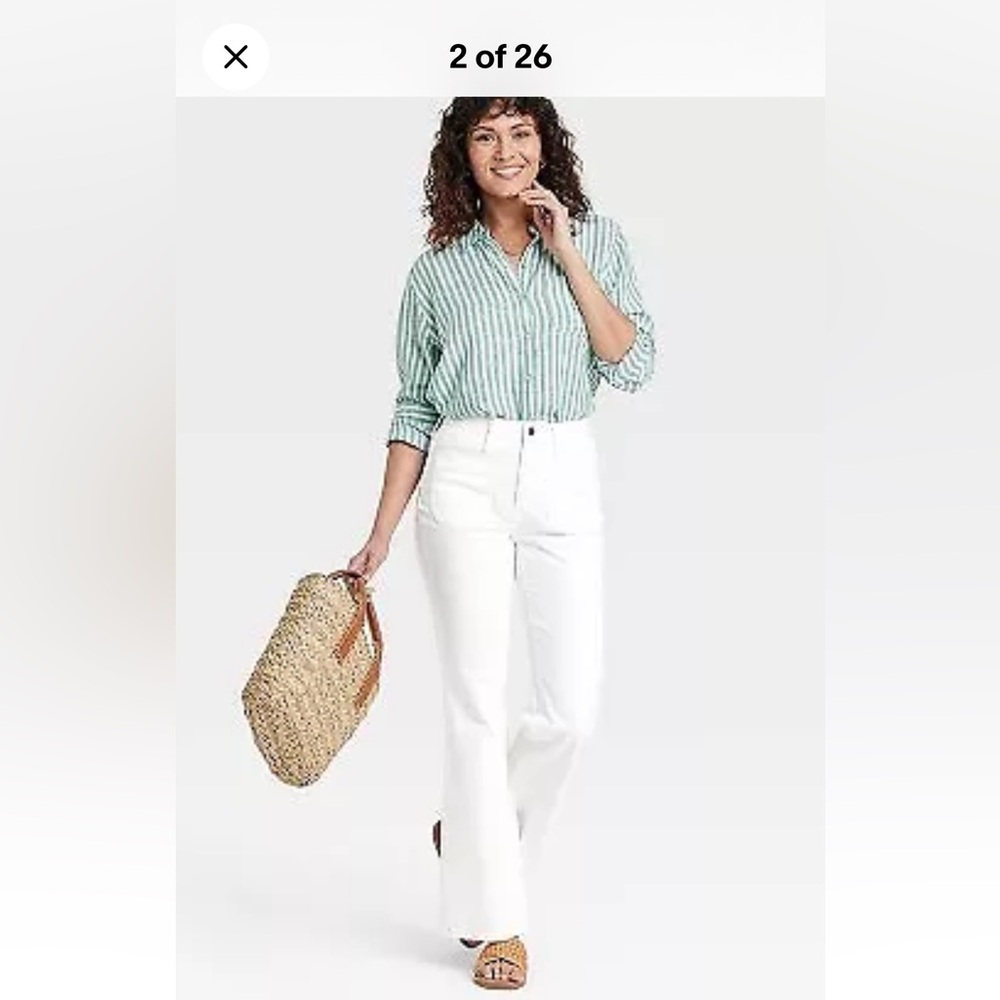 Universal Thread High Rise Flare Jeans, White, Size 10